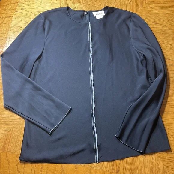 NWT DKNY SILK LONG SLEEVE TOP - Picture 2 of 13